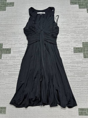 Diane Von Furstenberg Dress Womens 6 Black Blouson Satin