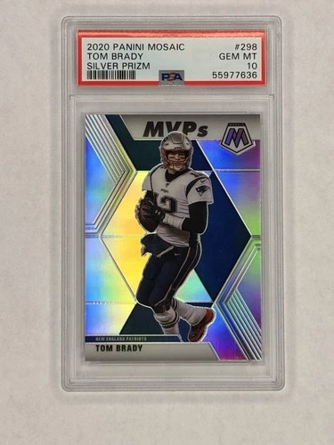 2020 Panini Mosaic - MVPs Tom Brady #298 Silver Prizm PSA Gem Mint 10!! GOAT!!