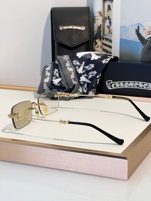 Chrome Hearts PILLS III Rimless Sunglasses Gold Brown Gradient Luxury Eyewear