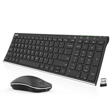 Arteck Wireless Keyboard Mouse Combo 2.4G Full Size Ergonomic Rechargeable