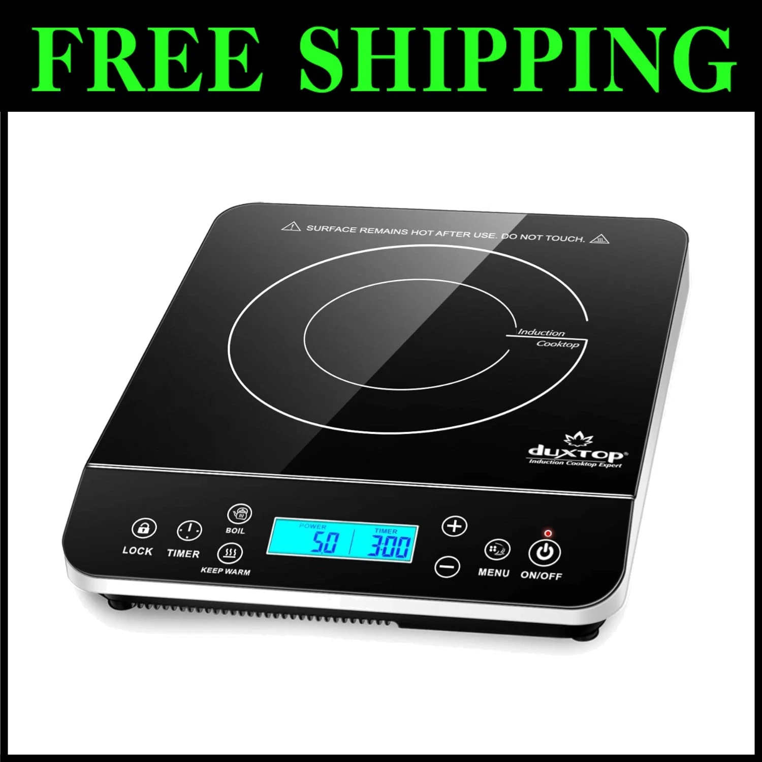 Silver Induction Cooktop Burner 1800W Touch Control