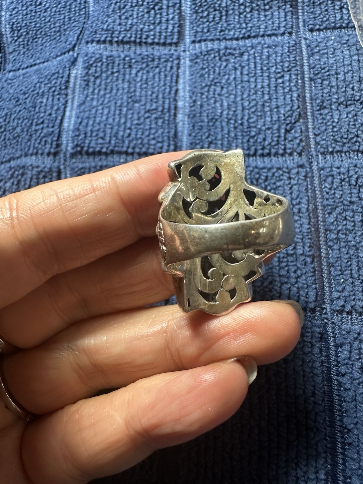 silver artisan large statement ring 7 RI-099 - image 5