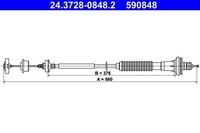 ATE Seilzug, KupplungsbetäTigung 24.3728-0848.2 FüR Peugeot