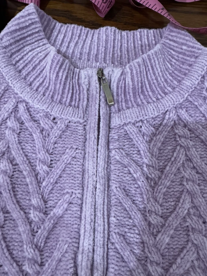 Moletom de malha Alfred Dunner M feminino violeta 1/4 manga longa roxo - Imagem 4 de 4