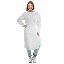 White Disposable Lab Coats Polypropylene Knee-Length 50 Count X-Large