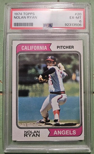 1974 Topps #20 Nolan Ryan California Angels EX-MT PSA 6 Graded Baseball Card