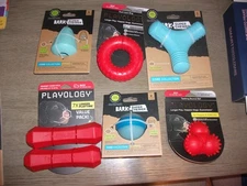 6  Dog Toys - Bark Box Super Chewer and Playology Long Lasting Chew Toys - NEW