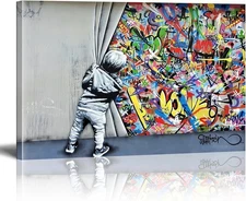 Banksy Canvas Wall Art Pop Street Graffiti Wall Art Decor Cool Poster Paintings