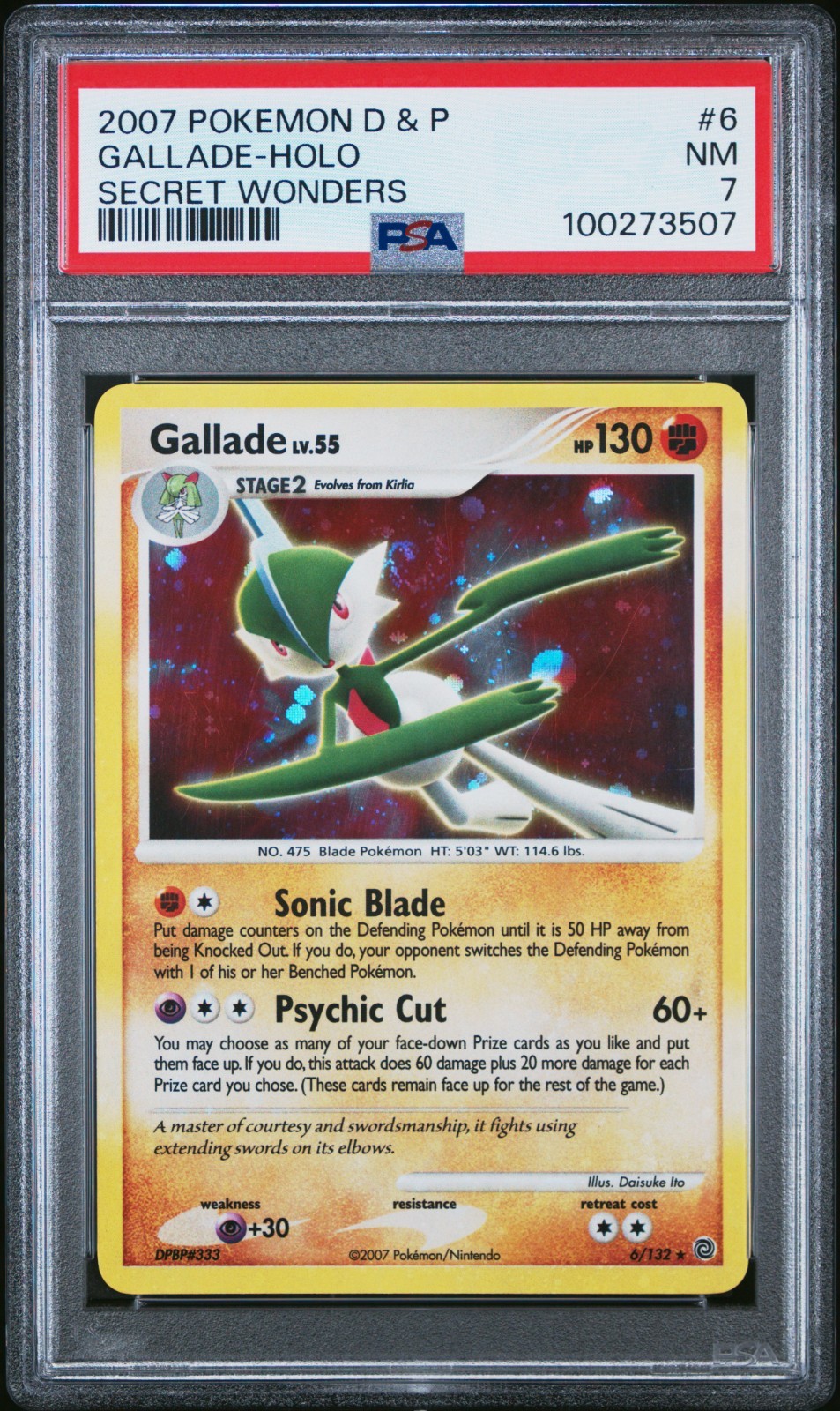 Pokemon Diamond And Pearl Secret Wonders #6 Gallade Holo PSA 7
