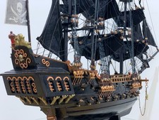 Black Pearl handcrafted ship model using natural wood, fabric and copper