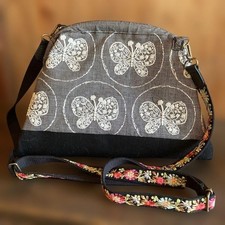mina perhonen Butterfly Shoulder Bag Black  White Fabric with 2 Straps