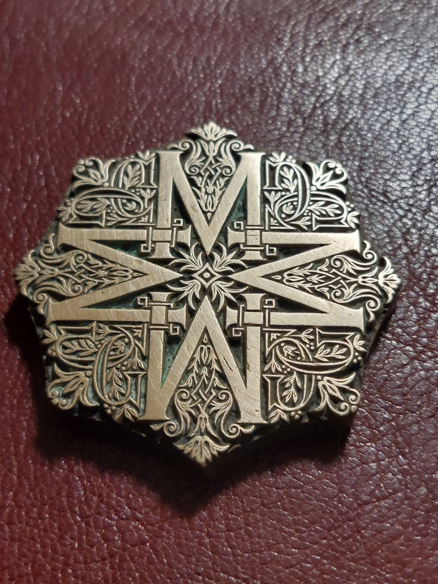 BUCHBINDER Prachtvolle Messing Prägeplatte MALTESERKREUZ Buchbinden BUCHBINDEREI
