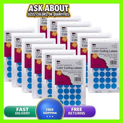 Charles Leonard Color Coding Labels, 3/4'', Blue, 1000 Per Pack, 12 Packs