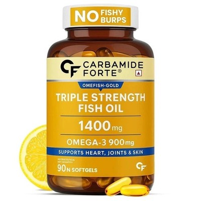 Triple Strength Omega 3 Fischöl Kapseln Softgel 1400mg Nahrungsergänzung 90...