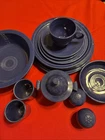 Vtg Fiesta HLC FiestaWare USA Cobalt Blue 17 Pc Set Sugar Plates Bowls S&P Read