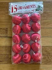 Unbreakable Christmas Ornaments 15 Piece Red Satin Ball 2.25  NEW OLD STOCK