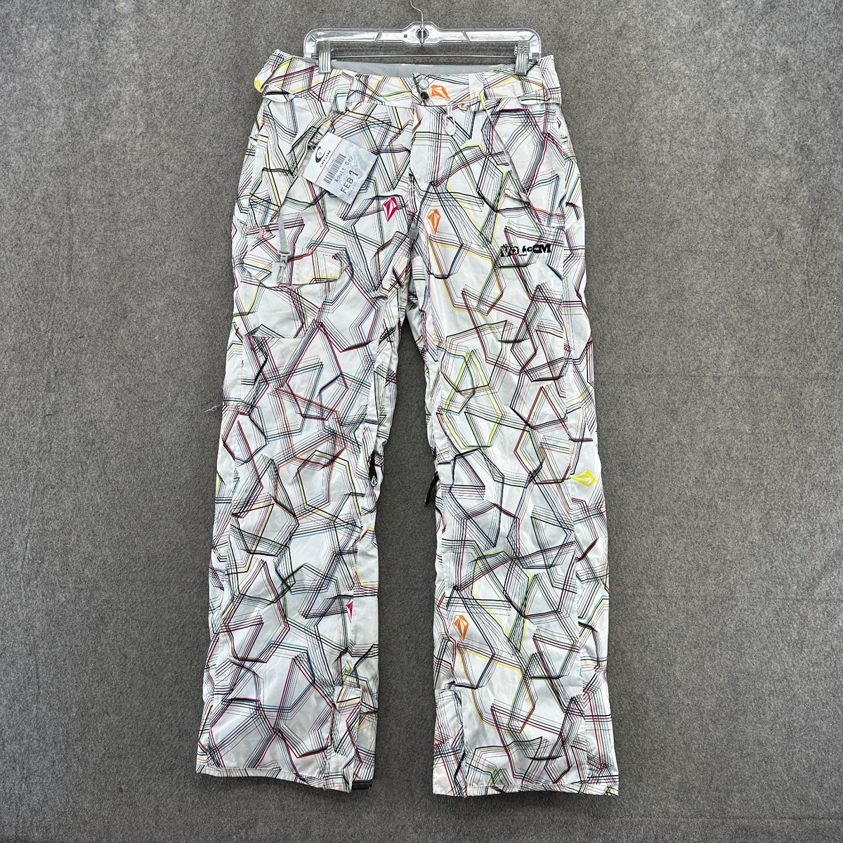 Volcom 10K Nimbus Snow Pants Mens S White Abstract Team Fit