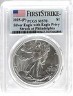 2025(P) SILVER EAGLE PHILADELPHIA MINT EAGLE PRIVY FIRST STRIKE PCGS MS70 FLAG