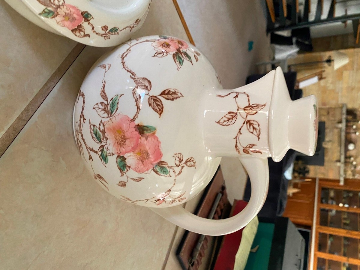 Vtg Japan Nasco Springtime Tea Pot & Warmer 1940's Water pitcher
