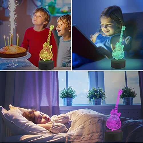 Guitar Lamp Gift Electric Guitar 3d Night Light With Remote Control + Timer 16 C - Picture 5 of 9