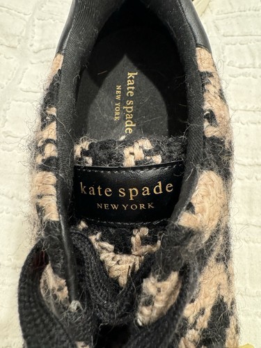 KATE SPADE Lift Tweed Sneakers. Size 10B Houndstooth With Gold Aglets - Picture 3 of 8