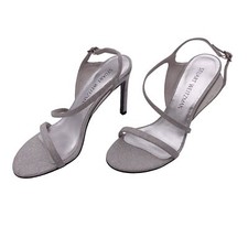 NIB Stuart Weitzman Sensual Sandal Sz 6.5M Argento Glitterati Slingback Stiletto