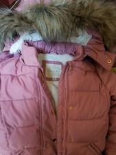Girls Faux Fur Hooded Winter Coat Size 4/5 VERY LONG AND NARROW BRAND NEW