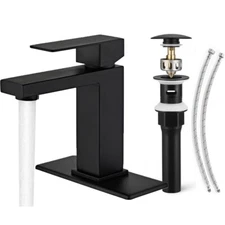 Black Bathroom Faucet Single Handle One Hole Bathroom Faucet with Pop Up Drain