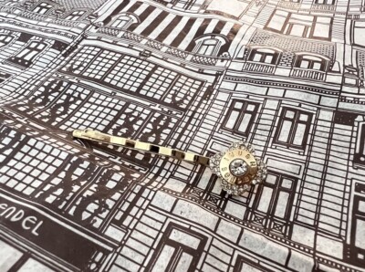 Henri Bendel Hair Pins. Yellow gold color and crystal color  display picture 1