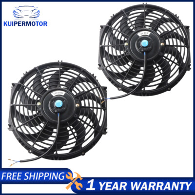 2X 12'' Universal 12V Electric Radiator Cooling Slim Fans Push/Pull 10 blades