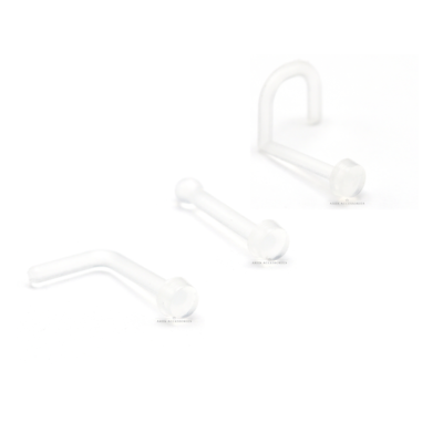 Clear Acrylic Flexible L Shape with 2mm Flat Disk Nose Stud Retainer Clear Acrylic Flexible L Shape with 2mm Flat Disk Nose Stud Retainer