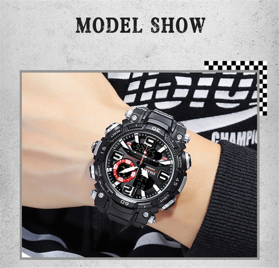 SMAEL Men Watch Digital Quartz Wristwatch LED Electronic Alarm Sport