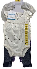 3-6M- 2 -Outfits-4 Pc-Carter's-Baby-Girl-Short Sleeve/Bodysuit  Pants-Set-NWT