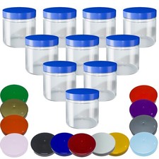 Round Plastic Storage Jars 10 x 250ml Kitchen Garage Organisation 11 Colours