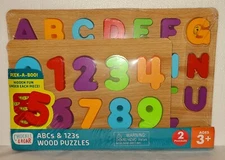 Wood Puzzles Chuckle & Roar ABC's & 123s NEW SEALED PEEK-A-BOO UNDER EACH PC