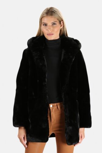 Nume de familie acord Antipoison  APPARIS Marie Hooded Faux Fur Black Coat B4623 Woman's Size Medium  810008194447 | eBay