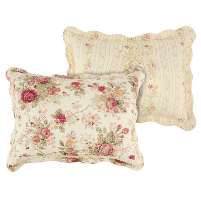 ANTIQUE ROSE King 5pc QUILT SET : CHIC CREAM SHABBY VINTAGE COTTAGE ROSES