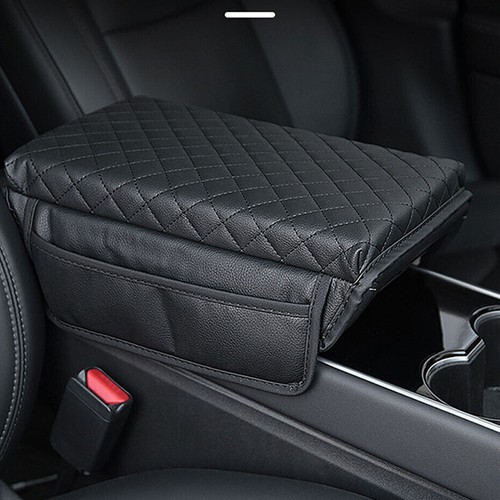 Car Armrest Pad Center Console Box Cover PU Leather Protect Cushion with Pocket - Foto 9 di 16