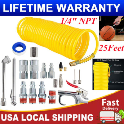 20X Air Compressor Accessory Kit,1/4'' NPT Air Tool Kit W/1/4''x25Feet Nylon Hose