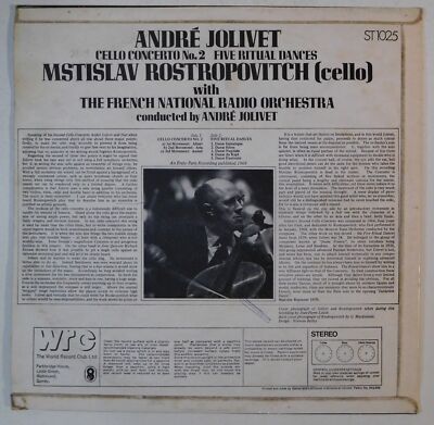 その他 LP Andre Jolivet Jolivet: Cello Concerto No. 2, Five REL2501 ERATO Japan Vinyl /00260 ROSTROPOVITCH Jolivet Cello Concerto No 2 WRC ERATO LP