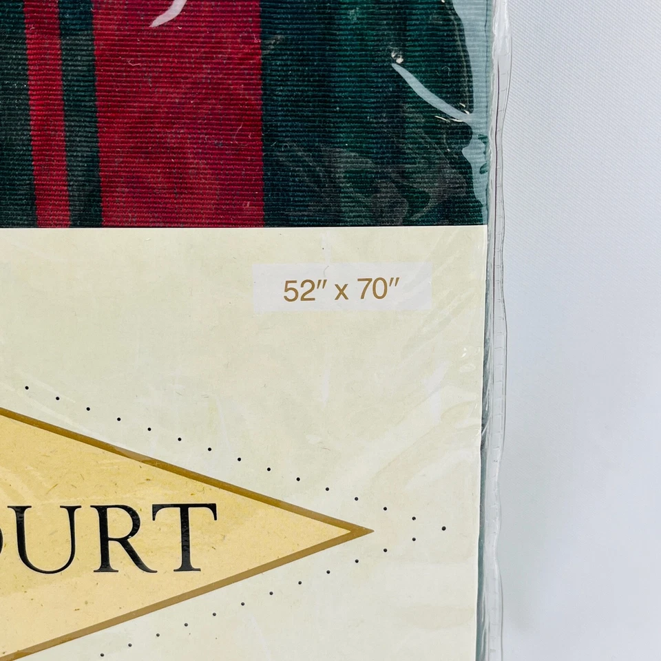 Wilton Court Balmoral Moire Plaid Tablecloth 52" x 70" Red Green Christmas - Image 3 of 4