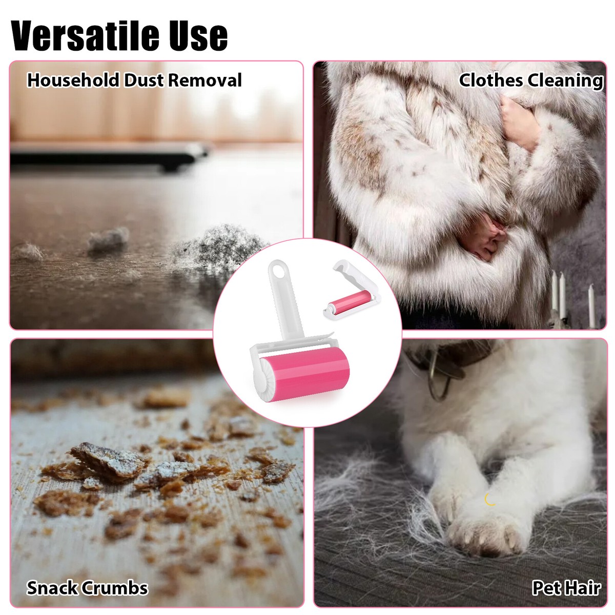 Washable Mini Lint Roller For Clothes & Furniture - Reusable Pet Hair Remover, Portable Sticky Roller (Beige) - View #5