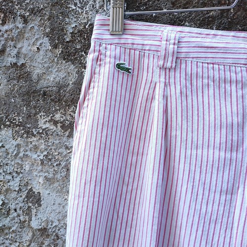 Pantaloni capri donna estivi Lacoste 38 fr M in cotone a righe bianche e  Fucsia | eBay
