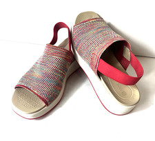 Bzees Women 9M Multicolor Fabric Comfort Casual Sandal Sling Back Wedge Open Toe