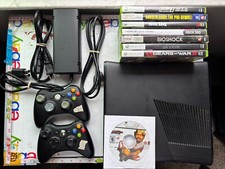 Microsoft Xbox 360 S Slim 4GB 2 Controllers 8 Games Fallout Borderlands Burger.