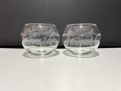 Two (2) 1992 A League Of Their Own Roly Poly Baseball Glasses