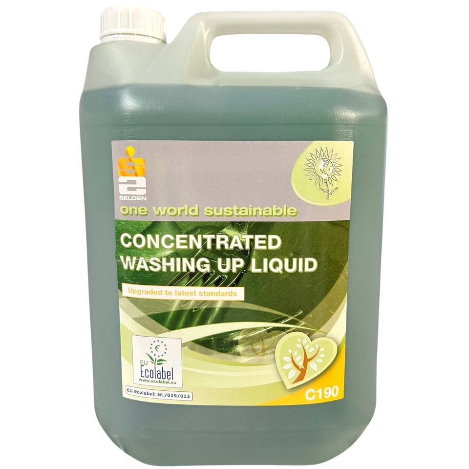 Selden C190 Concentrated Eco-Friendly Neutral Washing Up Liquid Detergent 5L