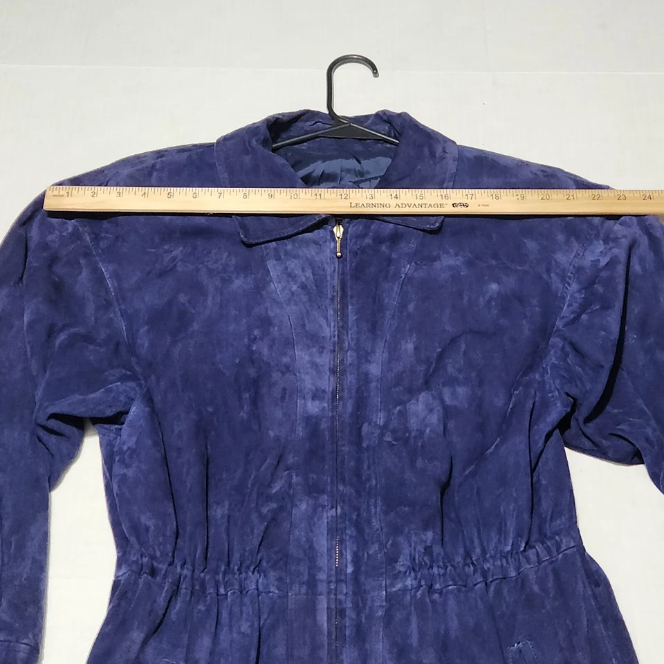 Винтажный Bally темно синий молнии замшевая куртка карманы с зауженной талией женщин 6 роскошь - Изображение 3 из 4