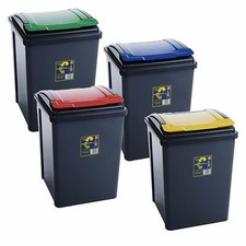 Plastic Recycle Bin With Lid  25L / 50L Rubbish Dustbin Kitchen Garden Waste Bin