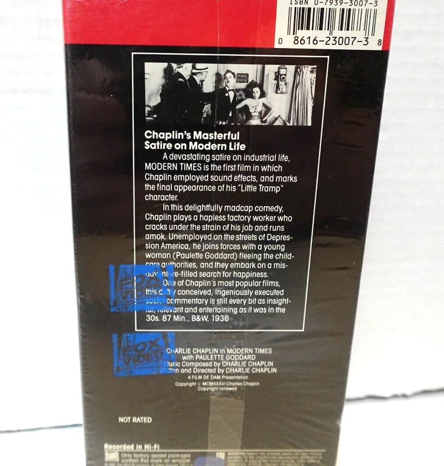 Charlie Chaplin- Modern Times - Centennial Collection VHS tape (tested) - Image 3 of 4
